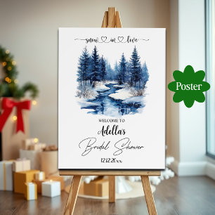 Póster Bienvenidos a la ducha de novias en la nieve de lo