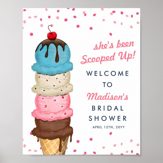 Póster Bienvenidos a la ducha de novias moderna con crema (Frente)