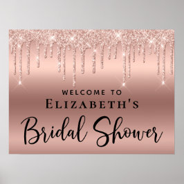 Póster Bienvenidos a la ducha de novias Rosa Purpurina de