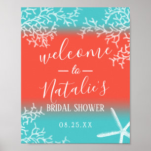 Póster Bienvenidos a la ducha de novias Starfish Beach Co