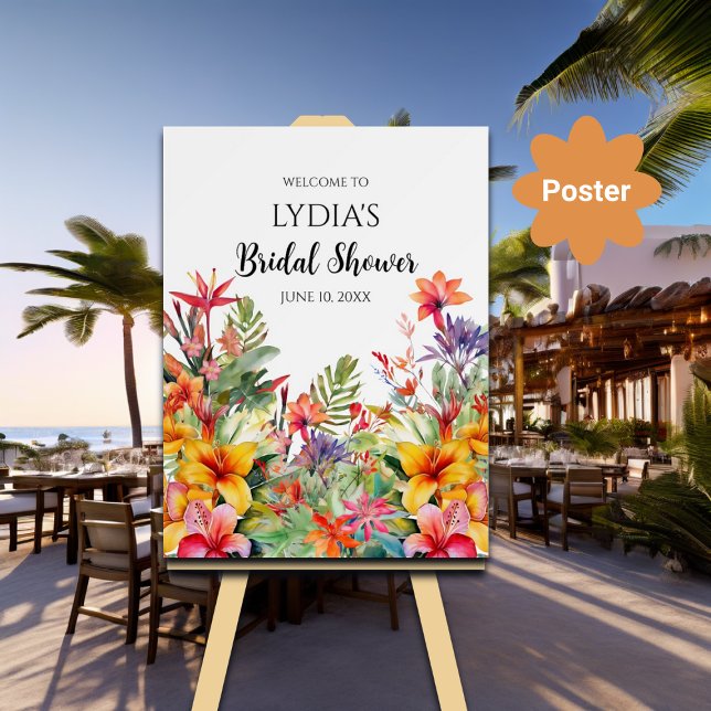 Póster Bienvenidos a la ducha de novias tropical Luau Haw (Subido por el creador)