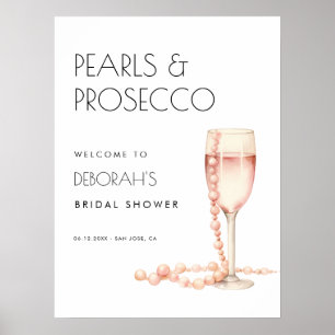 Póster Bienvenidos a la ducha de perlas y prosecco