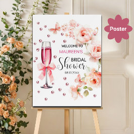 Póster Bienvenidos a la ducha de perlas y prosecco