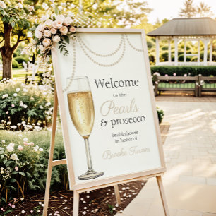 Póster Bienvenidos a la ducha de perlas y prosecco