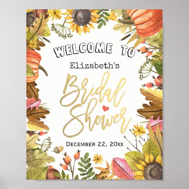 Póster Bienvenidos a la ducha de pumpkin de Maple Leaves  (Frente)