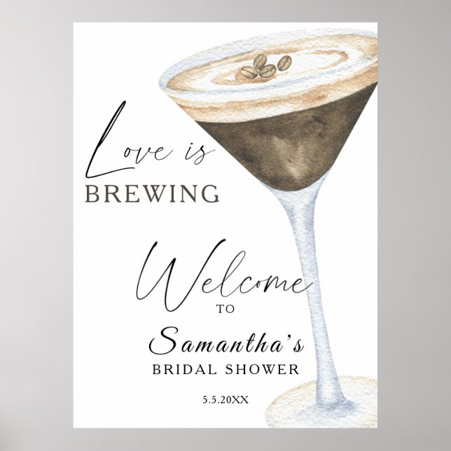 Póster Bienvenidos a la ducha Espresso Martini Bridal (Frente)