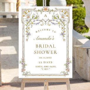 Póster Bienvenidos a la ducha nupcial de Ornate Vintage B