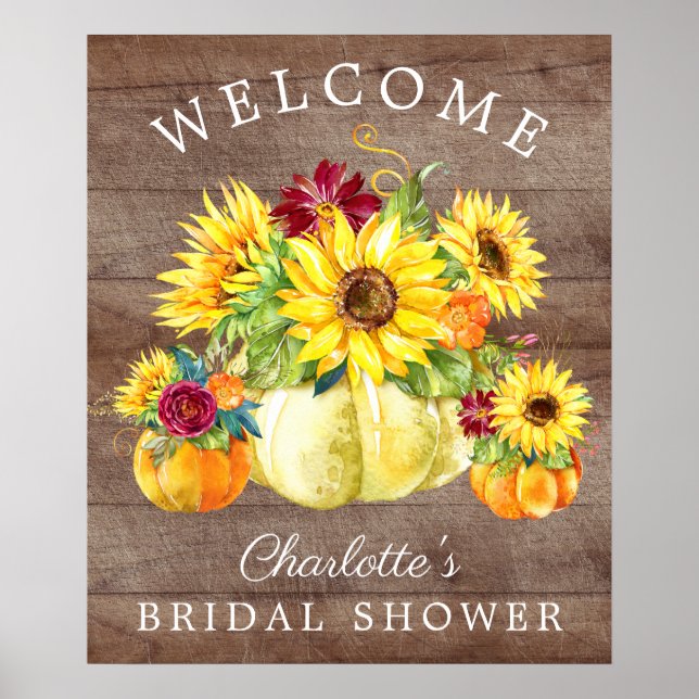 Póster Bienvenidos a la ducha nupcial de Sunflower Pumpki (Frente)
