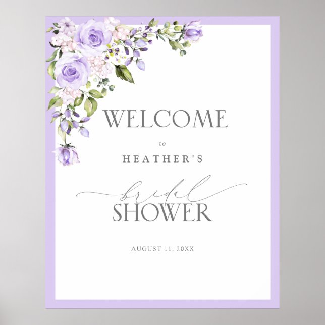 Póster Bienvenidos a la elegante ducha floral Lilac Laven (Frente)