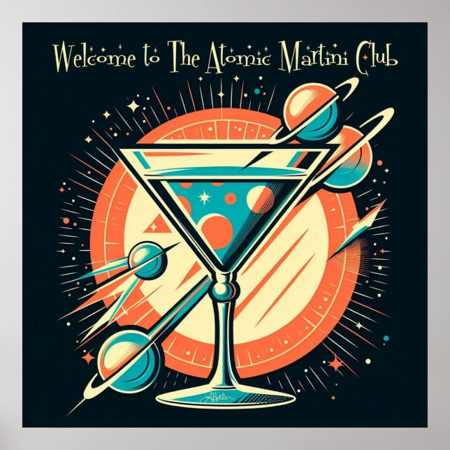Póster Bienvenidos A La Era Espacial Atómica Martini Club (Frente)
