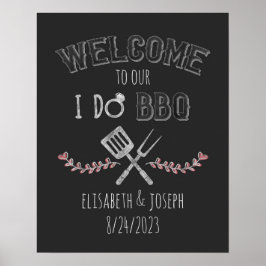 Póster Bienvenidos a la fiesta de compromiso de barbacoa