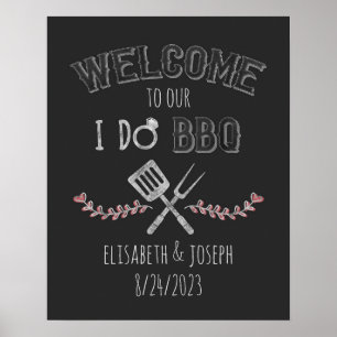 Póster Bienvenidos a la fiesta de compromiso de barbacoa 