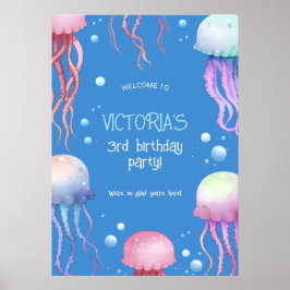 Póster Bienvenidos a la fiesta de cumpleaños bajo el mar