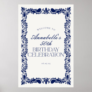Póster Bienvenidos a la fiesta de cumpleaños Blue Talaver