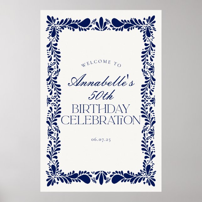 Póster Bienvenidos a la fiesta de cumpleaños Blue Talaver (Frente)
