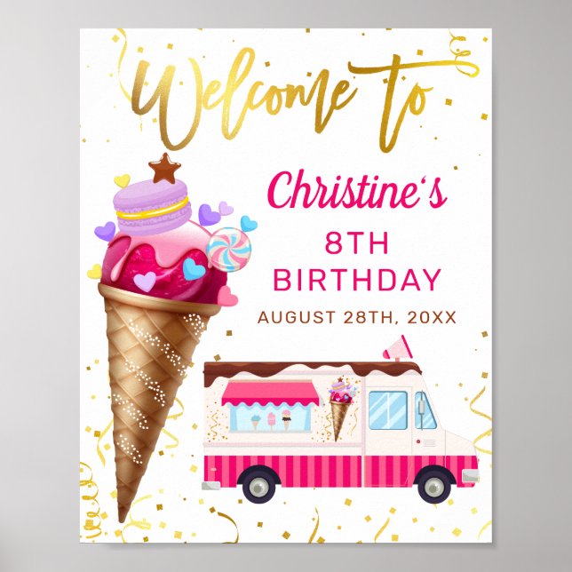 Póster Bienvenidos a la fiesta de cumpleaños de Camión de (Frente)
