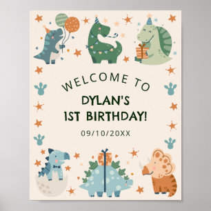 Póster Bienvenidos a la fiesta de cumpleaños de Dinosauri