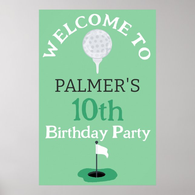 Póster Bienvenidos A La Fiesta De Cumpleaños De Golfing (Frente)