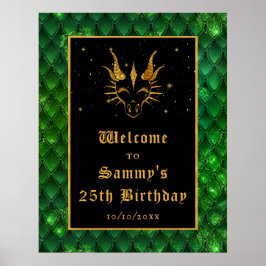 Póster Bienvenidos a la fiesta de cumpleaños de Green Dra