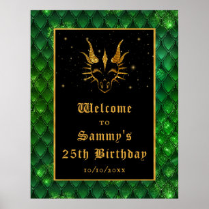 Póster Bienvenidos a la fiesta de cumpleaños de Green Dra
