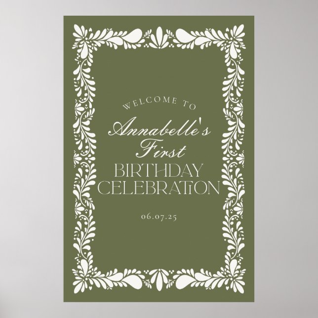 Póster Bienvenidos a la fiesta de cumpleaños de Green Tal (Frente)