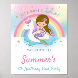 Póster Bienvenidos a la fiesta de cumpleaños de la Piscin