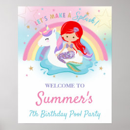 Póster Bienvenidos a la fiesta de cumpleaños de la Piscin