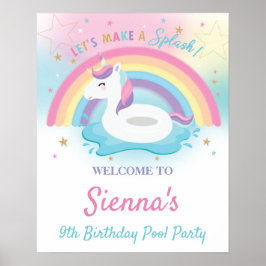 Póster Bienvenidos a la fiesta de cumpleaños de la piscin