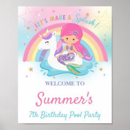 Póster Bienvenidos a la fiesta de cumpleaños de la Piscin