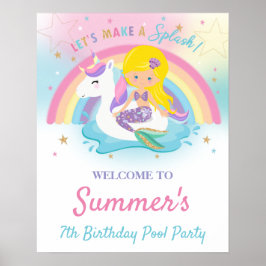 Póster Bienvenidos a la fiesta de cumpleaños de la sirena