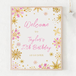 Póster Bienvenidos a la fiesta de cumpleaños de los copos