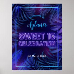 Póster Bienvenidos a la fiesta de cumpleaños de Neon Glow
