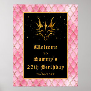 Póster Bienvenidos a la fiesta de cumpleaños de Pink Drag
