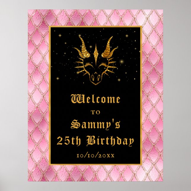 Póster Bienvenidos a la fiesta de cumpleaños de Pink Drag (Frente)