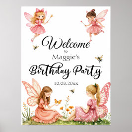 Póster Bienvenidos a la fiesta de cumpleaños de Pink Fair