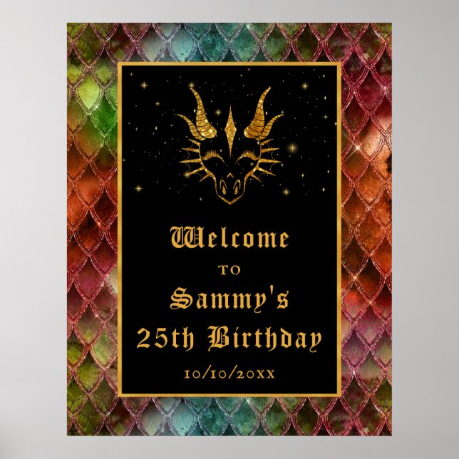 Póster Bienvenidos a la fiesta de cumpleaños de Rainbow D (Frente)