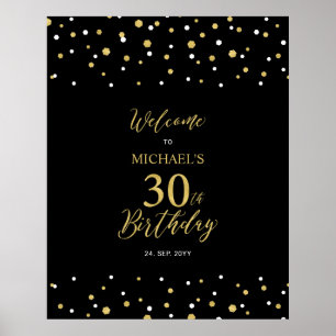 Póster Bienvenidos a la Fiesta de Cumpleaños número 30 co
