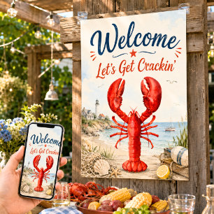 Póster Bienvenidos a la fiesta de langosta y cangrejos