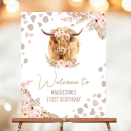 Póster Bienvenidos a la granja Holy Cow Highland Pampas