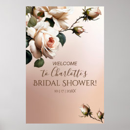 Póster Bienvenidos a la magnífica ducha de novia en Rubor