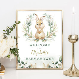 Póster Bienvenidos a la moda Bunny Rabbit Greenery Gold W