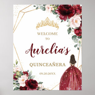 Póster Bienvenidos a la moda Burgundy Rubor Floral Quince