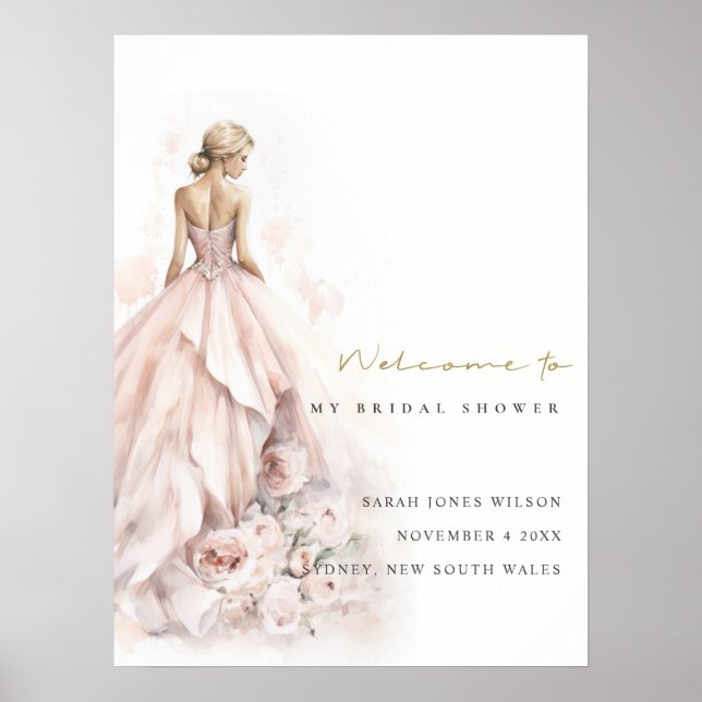 Póster Bienvenidos a la moderna ducha de novia con traje  (Frente)