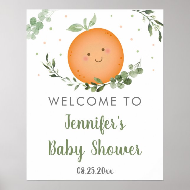 Póster Bienvenidos a la pequeña zona verde de Baby Shower (Frente)