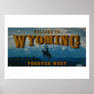 Póster Bienvenidos a la postal del Rótulo Wyoming