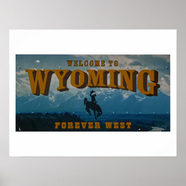 Póster Bienvenidos a la postal del Rótulo Wyoming (Frente)