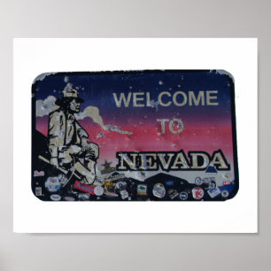 Póster Bienvenidos a la postal para portátiles de Nevada