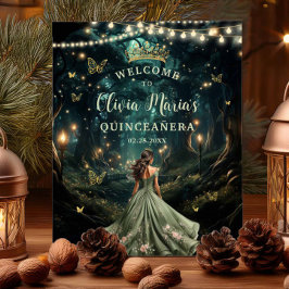 Póster Bienvenidos a la Quinceañera del Bosque Encantado