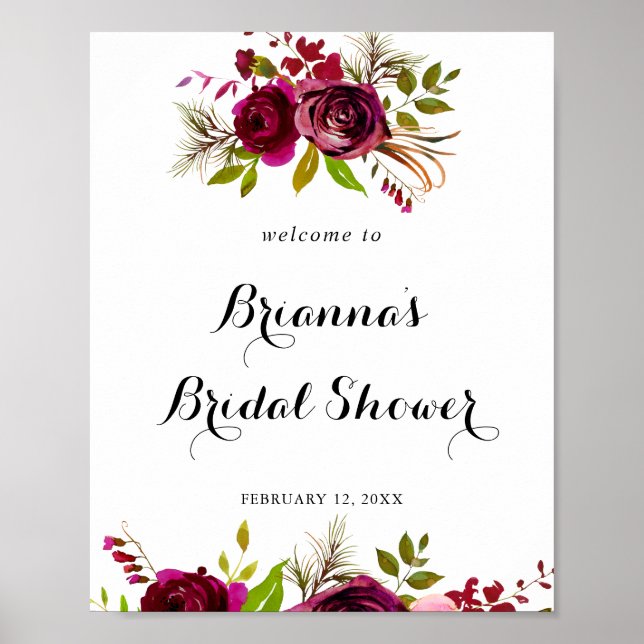 Póster Bienvenidos a la rústica ducha de novias con flore (Frente)