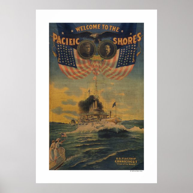 Póster Bienvenidos a las costas del Pacífico. FlagshipCon (Frente)